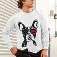 Boston Terrier Dog 4th July America USA Flag Men Women Kids Unisex Long Sleeve T-Shirt, gift for family, gift for coworker