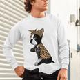 Boston Terrier Lover I Love Mom Tattoo Leopard Unisex Long Sleeve T-Shirt, gift for family, gift for coworker