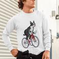 Boston Terrier Riding Bicycle Cute Bostie Biker Raglan Baseball Tee Unisex Long Sleeve T-Shirt, gift for family, gift for coworker
