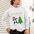 Boston Terrier Santa Hat Dabbing Around The Christmas Tree Unisex Long Sleeve T-Shirt, gift for family, gift for coworker