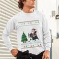 Ugly Christmas Tree Lights Xmas Santa Riding Boston Terrier Unisex Long Sleeve T-Shirt, gift for family, gift for coworker