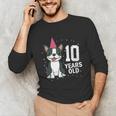 10 Years Old Birthday Boston Terrier Dog Lover 10th Party For Men Women Kids Unisex Long Sleeve T-Shirt, funny gift