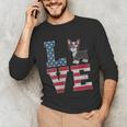 4th Of July Decor Patriotic LOVE Boston Terrier USA Flag Unisex Long Sleeve T-Shirt, funny gift