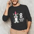 8 Years Old Birthday Boston Terrier Dog Lover 8th Party Kid Unisex Long Sleeve T-Shirt, funny gift