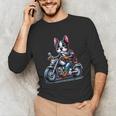 Biker Boston Terrier Dog Riding Motorbike Unisex Long Sleeve T-Shirt, funny gift