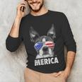 Boston Terrier 4th Of July Merica Men Women USA Flag Vintage Unisex Long Sleeve T-Shirt, funny gift