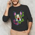 Boston Terrier In Day Of The Dead Sugar Skull Dog Unisex Long Sleeve T-Shirt, funny gift