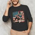 Boston Terrier Dog 4th Of July USA American Flag Patriotic Unisex Long Sleeve T-Shirt, funny gift
