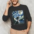 Boston Terrier Dog Art Van Gogh Starry Night Boston Terrier Unisex Long Sleeve T-Shirt, funny gift