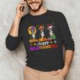 Boston Terrier Dog Halloween Christmas Hallothanksmas Men Women Kids Unisex Long Sleeve T-Shirt, funny gift