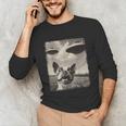 Boston Terrier Dog UFO Alien Extraterrestrial Selfie Unisex Long Sleeve T-Shirt, funny gift