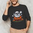Boston Terrier Ghost Boo Halloween Kids Unisex Long Sleeve T-Shirt, funny gift