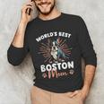 Boston Terrier Groovy World's Best Boston Mom Unisex Long Sleeve T-Shirt, funny gift