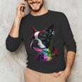 Boston Terrier Lovers Colorful Pop Art Boston Terrier Unisex Long Sleeve T-Shirt, funny gift