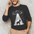 Boston Terrier Mom Dad Dog Alien UFO For Men Women Unisex Long Sleeve T-Shirt, funny gift