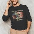 Boston Terrier Mom Dog Lovers American Flag 4th Of July Unisex Long Sleeve T-Shirt, funny gift
