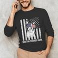 Boston Terrier Papa Cool Dog Lover USA American Flag Men Women Unisex Long Sleeve T-Shirt, funny gift