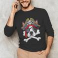 Boston Terrier Pirate T Shirt Jolly Roger Crossbones Skull Unisex Long Sleeve T-Shirt, funny gift