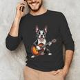 Boston Terrier Playing Guitar Boston Terrier Unisex Long Sleeve T-Shirt, funny gift