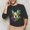 Boston Terrier In Red Day Of The Dead Sugar Skull Dog Unisex Long Sleeve T-Shirt, funny gift