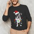 Boston Terrier Santa Christmas Lights Xmas Dog Lover Men Women Kids Unisex Long Sleeve T-Shirt, funny gift