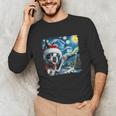 Boston Terrier Santa Starry Night Van Gogh Christmas Dog Men Women Kids Unisex Long Sleeve T-Shirt, funny gift