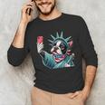 Boston Terrier Selfie Statue Of Liberty 4th Of July American Unisex Long Sleeve T-Shirt, funny gift