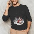 Boston Terrier In The Snow Merry Christmas Winter Unisex Long Sleeve T-Shirt, funny gift