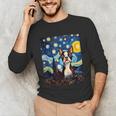 Boston Terrier Starry Night Van Gogh Art Unisex Long Sleeve T-Shirt, funny gift