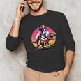 Boston Terrier Wearing A Cowboy Hat On T-Rex Unisex Long Sleeve T-Shirt, funny gift