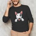 Bull Terrier Pocket Bull Terrier Peeking Out Pocket Unisex Long Sleeve T-Shirt, funny gift