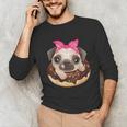 Cute Pug Shirt Donut Girls Dog Unisex Long Sleeve T-Shirt, funny gift