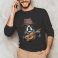 Guitar Shirt Boston Terrier Dog Playing Acoustic Guitar Unisex Long Sleeve T-Shirt, funny gift