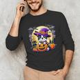 Halloween Boston Terrier Dog Breed With Jack O' Lantern Art Unisex Long Sleeve T-Shirt, funny gift