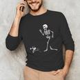 Halloween Boston Terrier And Skeleton Unisex Long Sleeve T-Shirt, funny gift