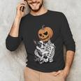Halloween Skeleton Boston Terrier Unisex Long Sleeve T-Shirt, funny gift