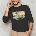 Surfing Boston Terrier Kanagawa Wave Japanese Dog For Men Women Kids Unisex Long Sleeve T-Shirt, funny gift
