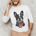 Boston Terrier American Flag Unisex Long Sleeve T-Shirt, funny gift