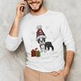 Boston Terrier Christmas T Shirt-Life Is Merrier Premium Tri-Blend Unisex Long Sleeve T-Shirt, funny gift