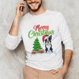 Boston Terrier Christmas Tree Lights Xmas Dog Lover Unisex Long Sleeve T-Shirt, funny gift
