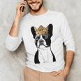 Boston Terrier Dog Wearing Crown For Men Women Girls Kids Unisex Long Sleeve T-Shirt, funny gift