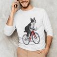 Boston Terrier Riding Bicycle Cute Bostie Biker Raglan Baseball Tee Unisex Long Sleeve T-Shirt, funny gift