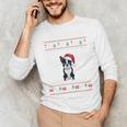 Boston Terrier Wearing Santa Hat Ugly Xmas Dog Lovers Unisex Long Sleeve T-Shirt, funny gift