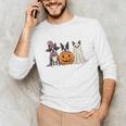 Spooky Ghost Boston Terrier Pumpkin Halloween Dog Lover Unisex Long Sleeve T-Shirt, funny gift