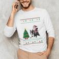 Ugly Christmas Tree Lights Xmas Santa Riding Boston Terrier Unisex Long Sleeve T-Shirt, funny gift
