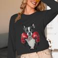 Boston Terrier Boxing Unisex Long Sleeve T-Shirt, funny design