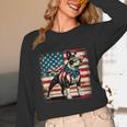 Boston Terrier Dog 4th Of July USA American Flag Patriotic Unisex Long Sleeve T-Shirt, funny design