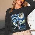 Boston Terrier Dog Art Van Gogh Starry Night Boston Terrier Unisex Long Sleeve T-Shirt, funny design