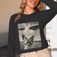 Boston Terrier Dog UFO Alien Extraterrestrial Selfie Unisex Long Sleeve T-Shirt, funny design