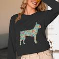 Boston Terrier Flower Silhouette Floral Dog Men Women Girls Kids Unisex Long Sleeve T-Shirt, funny design